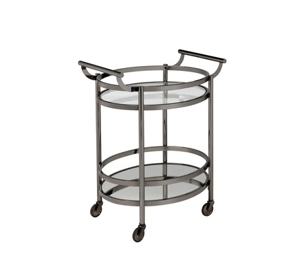 Lakelyn Clear Glass & Black Nickel Finish Serving Cart - 1st Choice Furniture Direct