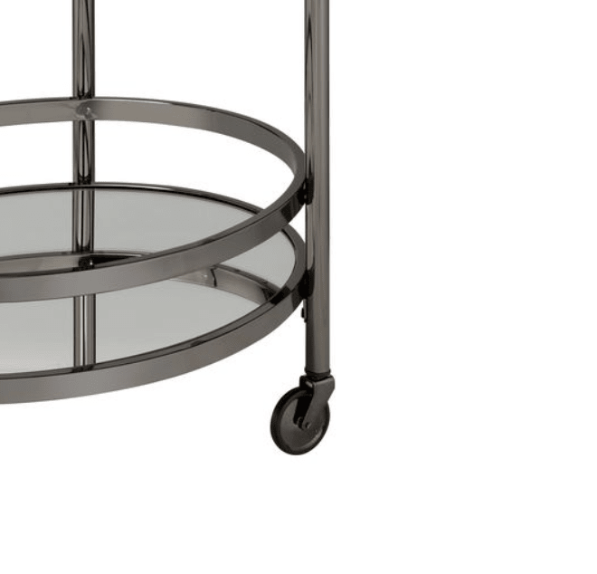 Lakelyn Clear Glass & Black Nickel Finish Serving Cart - 1st Choice Furniture Direct