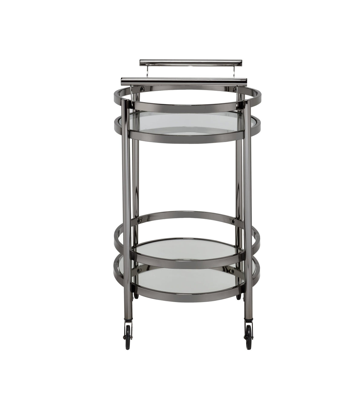 Lakelyn Clear Glass & Black Nickel Finish Serving Cart - 1st Choice Furniture Direct
