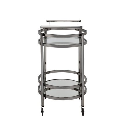 Lakelyn Clear Glass & Black Nickel Finish Serving Cart - 1st Choice Furniture Direct