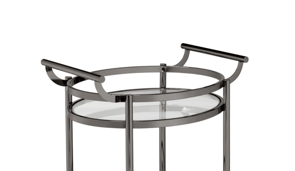Lakelyn Clear Glass & Black Nickel Finish Serving Cart - 1st Choice Furniture Direct