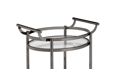 Lakelyn Clear Glass & Black Nickel Finish Serving Cart - 1st Choice Furniture Direct