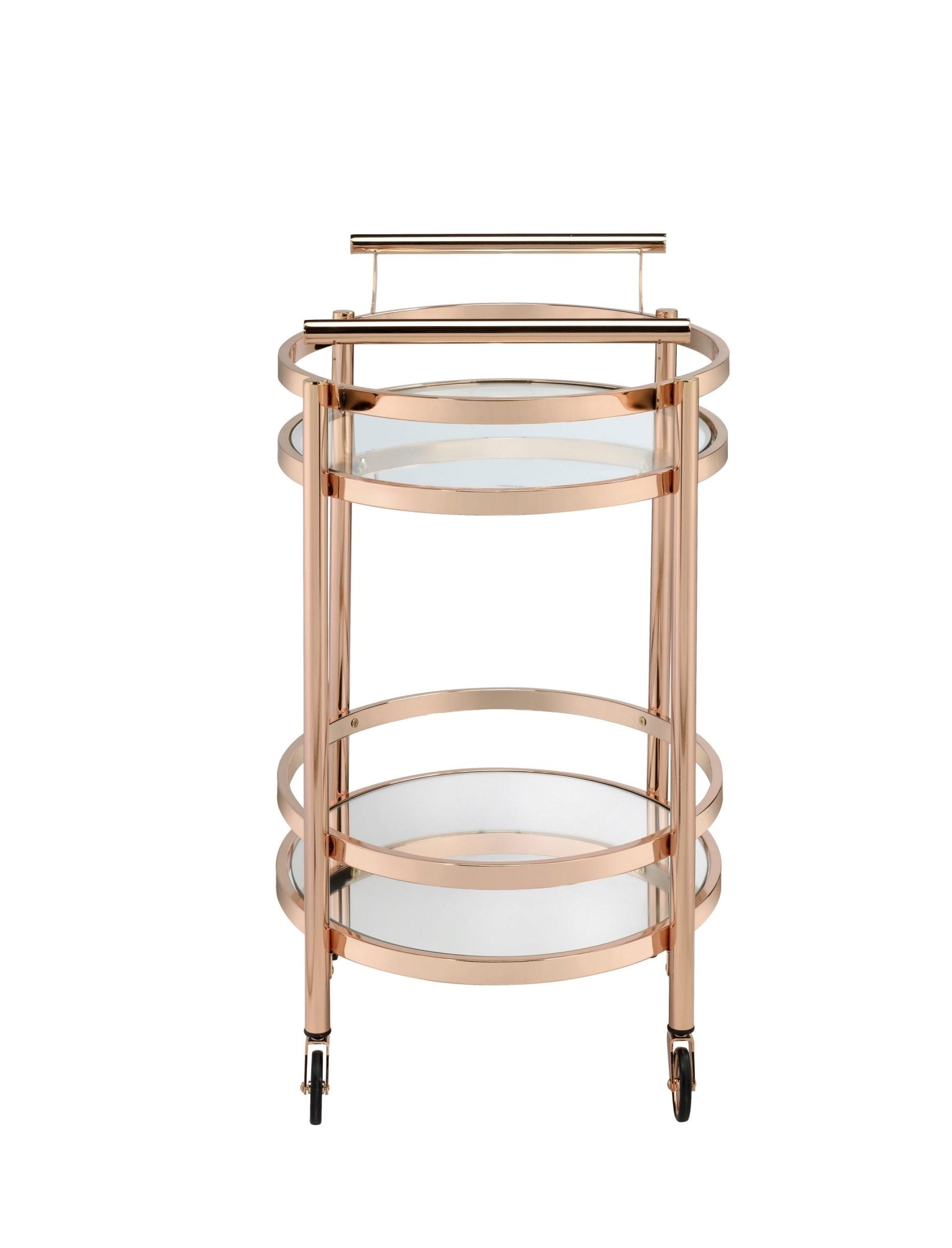 Lakelyn Clear Glass & Rose Gold Finish Serving Cart - 1st Choice Furniture Direct