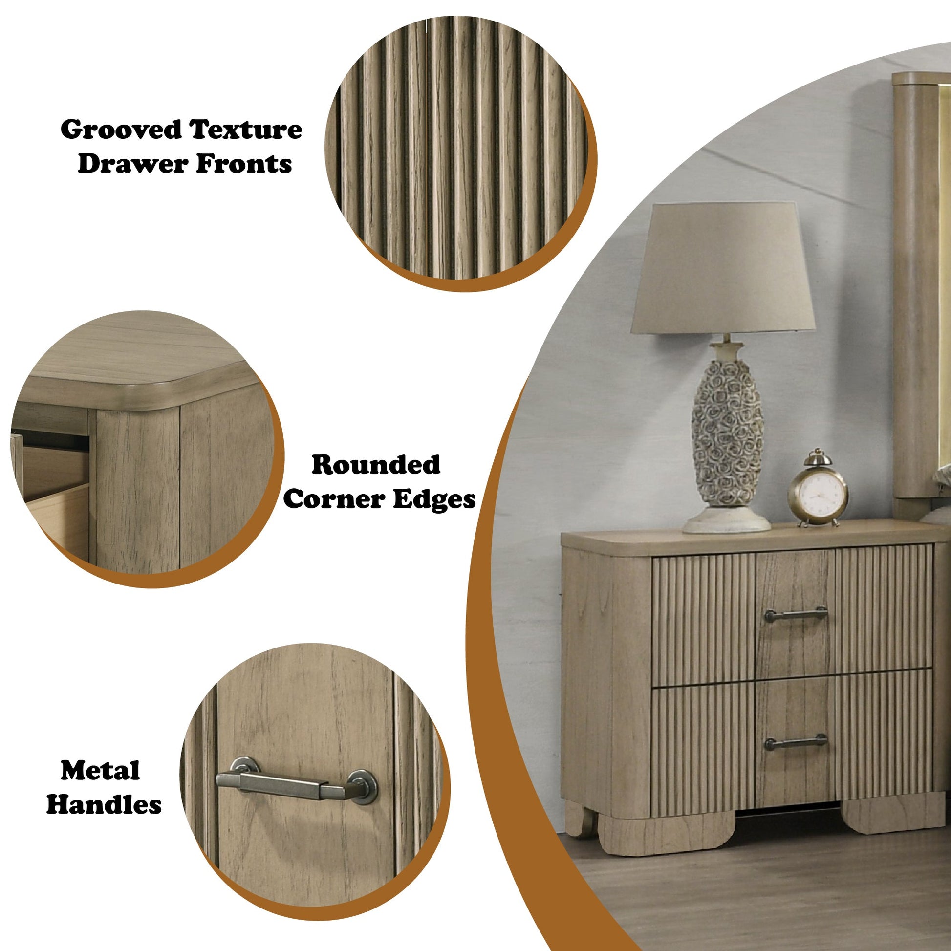 Lakkari Antique Oak Nightstand - 1st Choice Furniture Direct