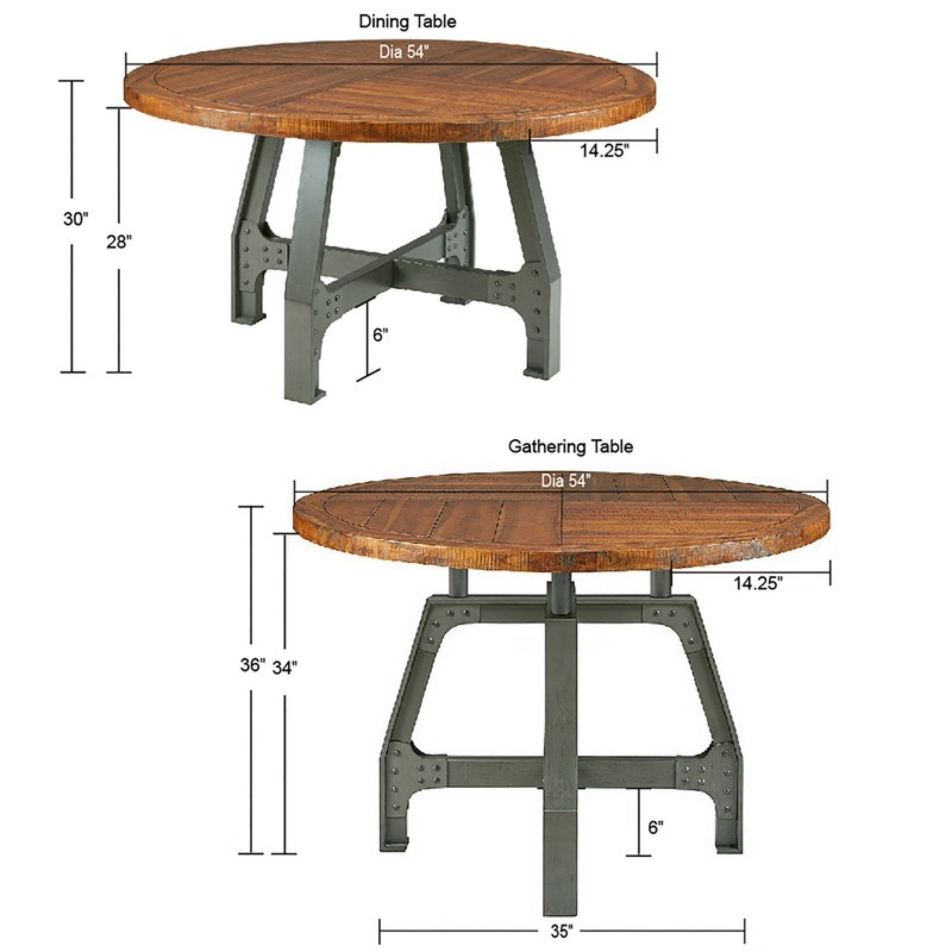 Lancaster Round Dining/Gathering Table with Adjustable Height in Amber and Graphite Wood Finish - 1st Choice Furniture Direct