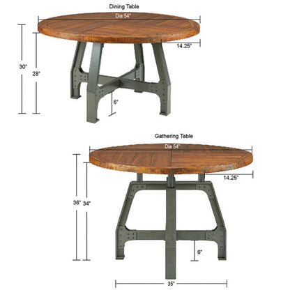 Lancaster Round Dining/Gathering Table with Adjustable Height in Amber and Graphite Wood Finish - 1st Choice Furniture Direct
