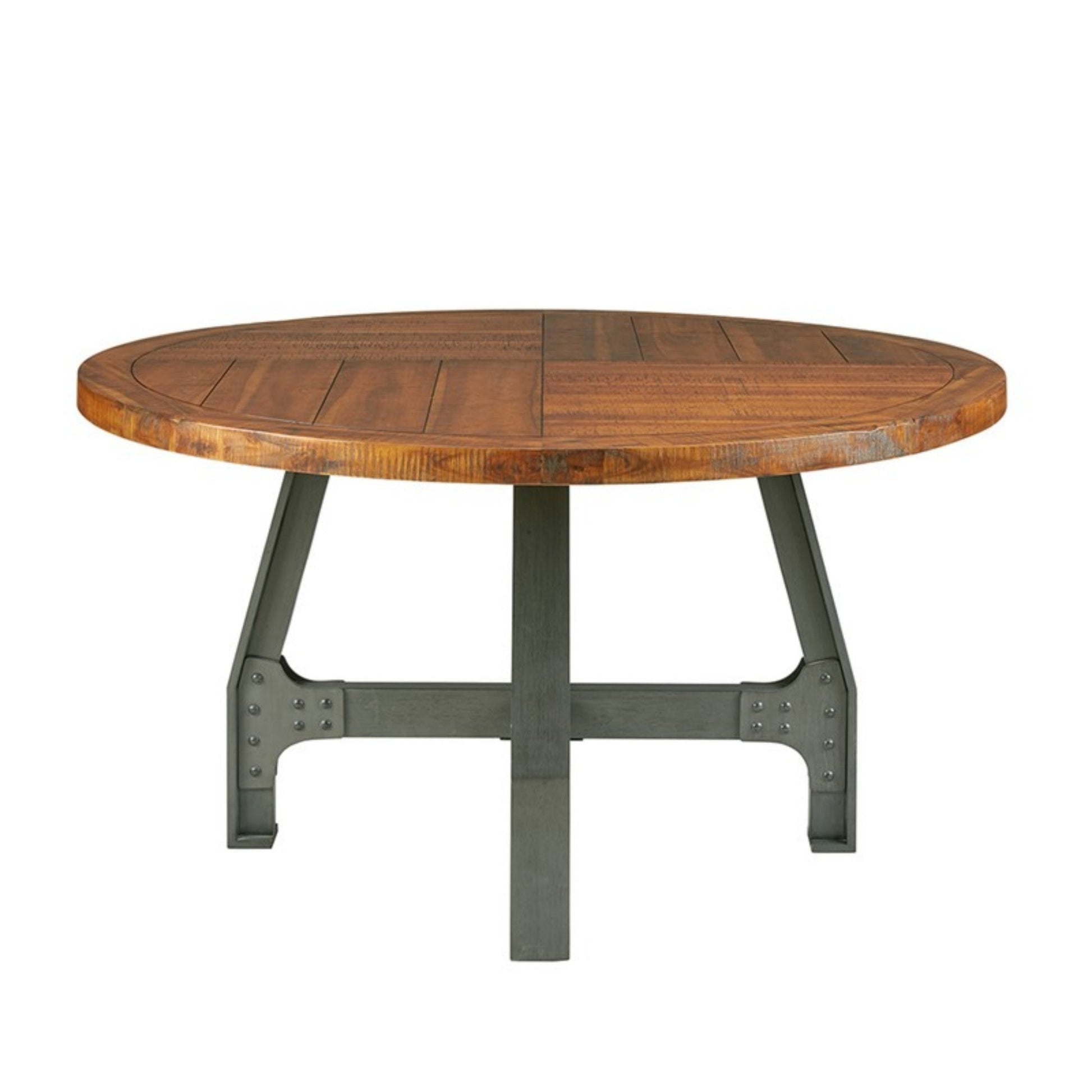 Lancaster Round Dining/Gathering Table with Adjustable Height in Amber and Graphite Wood Finish - 1st Choice Furniture Direct