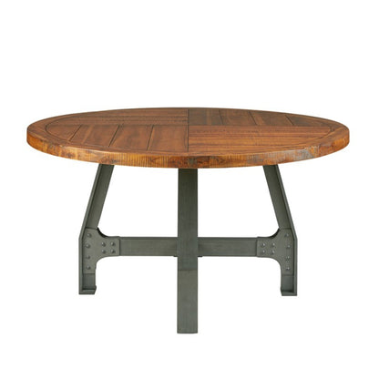 Lancaster Round Dining/Gathering Table with Adjustable Height in Amber and Graphite Wood Finish - 1st Choice Furniture Direct