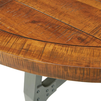 Lancaster Round Dining/Gathering Table with Adjustable Height in Amber and Graphite Wood Finish - 1st Choice Furniture Direct