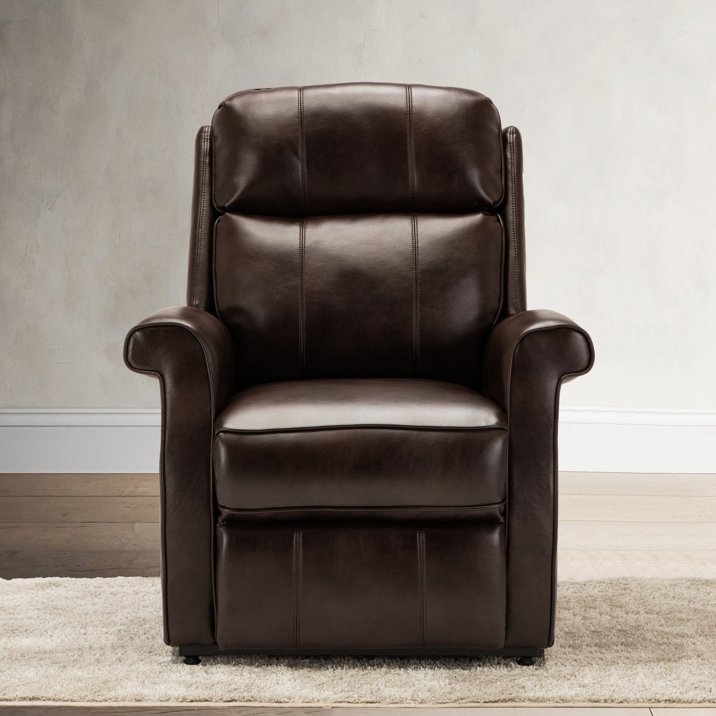 Landis Brown Traditional Lift Chair with Electric Recline Function in Faux Leather - 1st Choice Furniture Direct