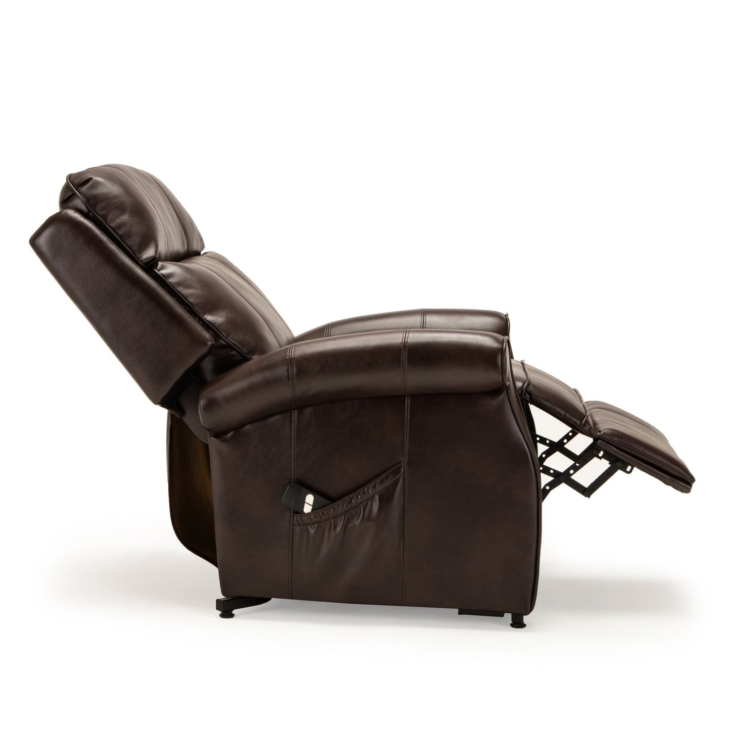 Landis Brown Traditional Lift Chair with Electric Recline Function in Faux Leather - 1st Choice Furniture Direct