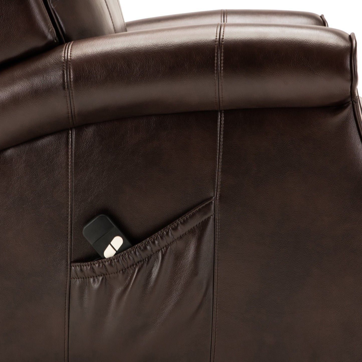Landis Brown Traditional Lift Chair with Electric Recline Function in Faux Leather - 1st Choice Furniture Direct