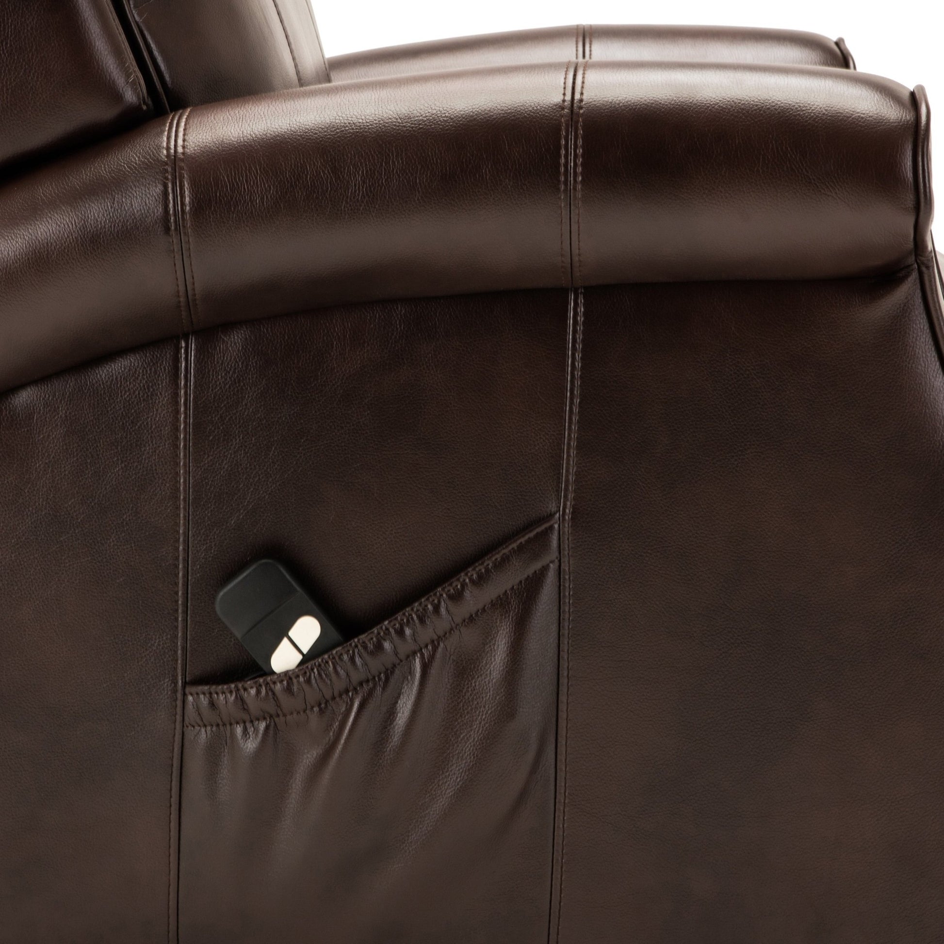 Landis Brown Traditional Lift Chair with Electric Recline Function in Faux Leather - 1st Choice Furniture Direct