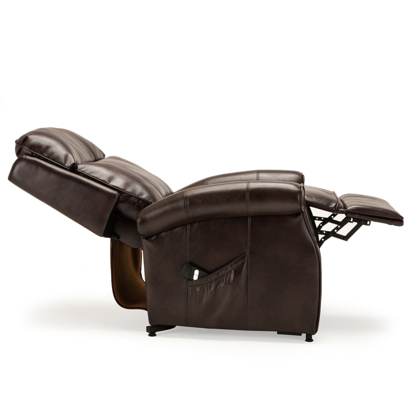 Landis Brown Traditional Lift Chair with Electric Recline Function in Faux Leather - 1st Choice Furniture Direct