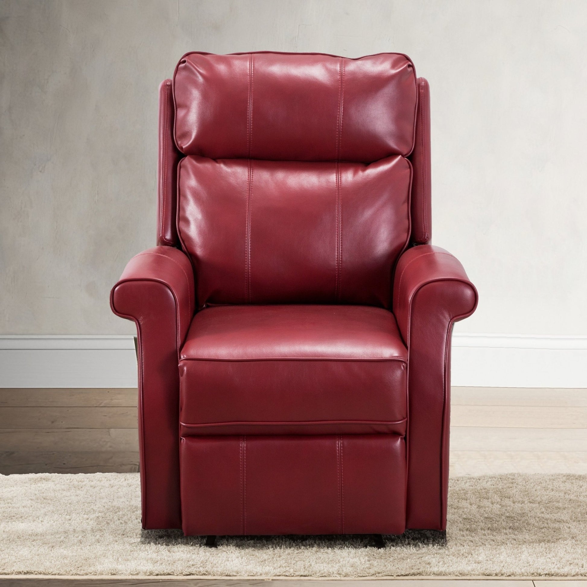 Landis Traditional Lift Chair with Recline Functionality in Red Faux Leather Upholstery - 1st Choice Furniture Direct