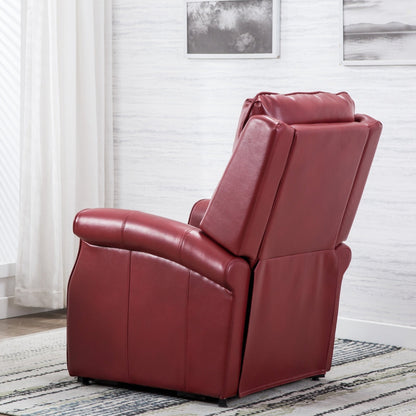 Landis Traditional Lift Chair with Recline Functionality in Red Faux Leather Upholstery - 1st Choice Furniture Direct