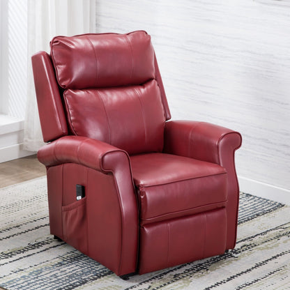 Landis Traditional Lift Chair with Recline Functionality in Red Faux Leather Upholstery - 1st Choice Furniture Direct