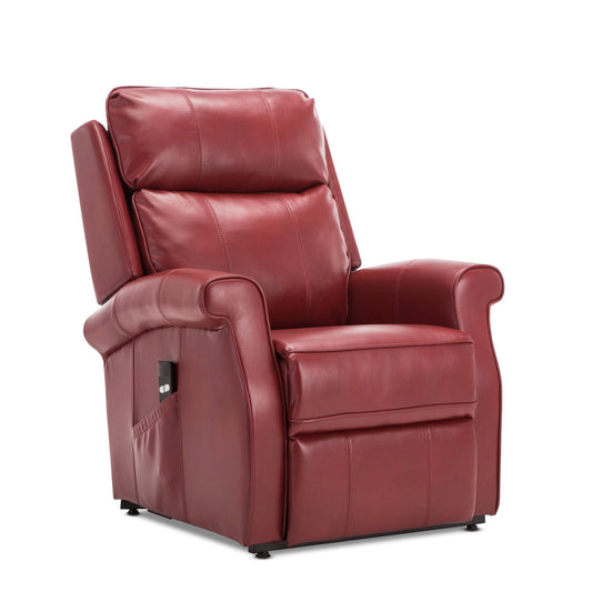 Landis Traditional Lift Chair with Recline Functionality in Red Faux Leather Upholstery - 1st Choice Furniture Direct