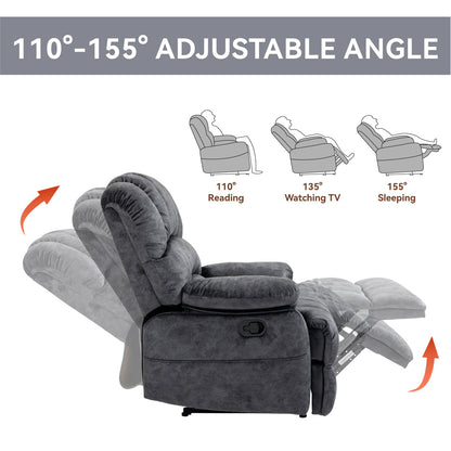 Large Manual Recliner Chair in Fabric for Living Room, Grey - 1st Choice Furniture Direct
