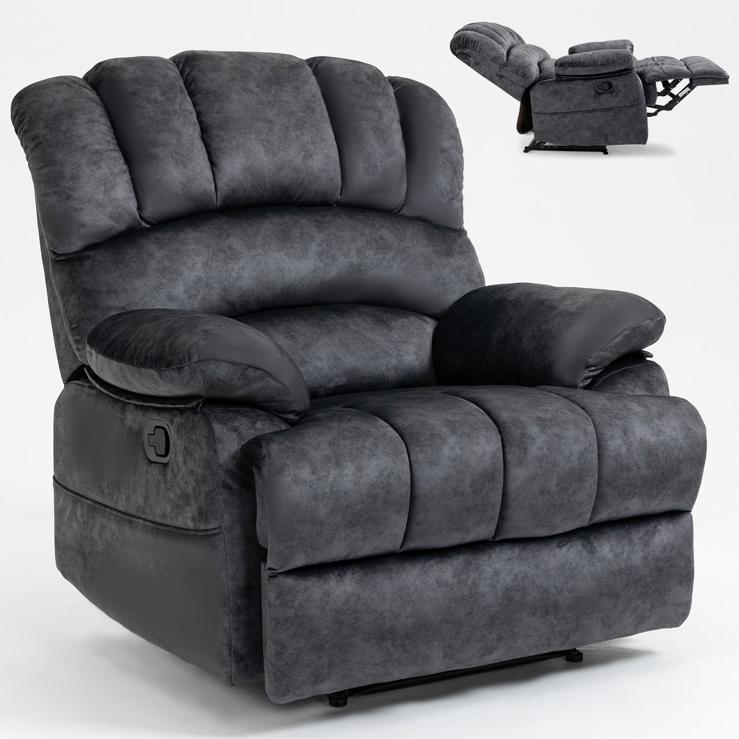 Large Manual Recliner Chair in Fabric for Living Room, Grey - 1st Choice Furniture Direct