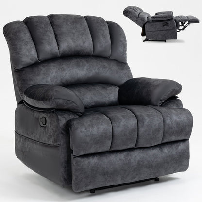 Large Manual Recliner Chair in Fabric for Living Room, Grey - 1st Choice Furniture Direct