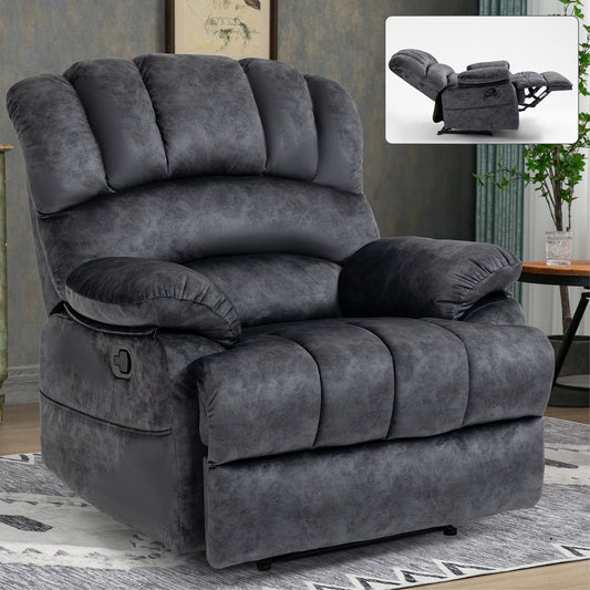 Large Manual Recliner Chair in Fabric for Living Room, Grey - 1st Choice Furniture Direct