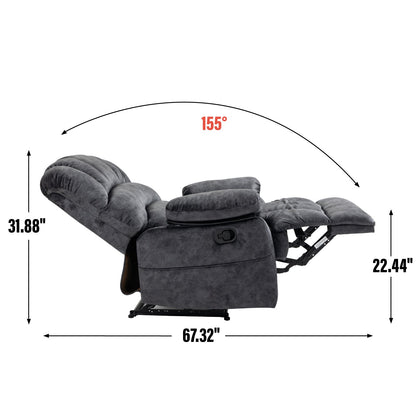 Large Manual Recliner Chair in Fabric for Living Room, Grey - 1st Choice Furniture Direct