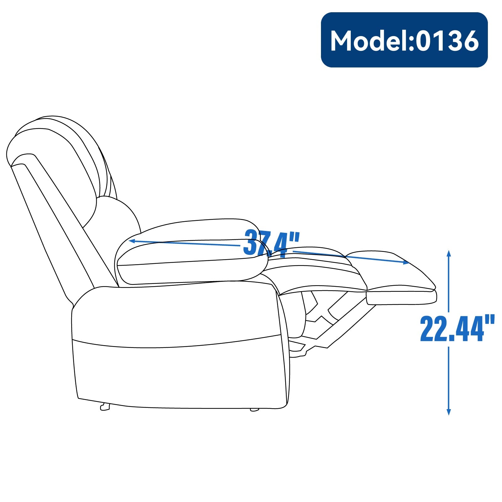 Large Manual Recliner Chair in Fabric for Living Room, Grey - 1st Choice Furniture Direct