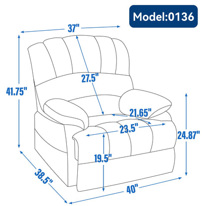 Large Manual Recliner Chair in Fabric for Living Room, Grey - 1st Choice Furniture Direct