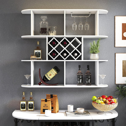 Large Wall Mounted 3 Tier Rustic Bottle Wine Rack,Multifunctional Wooden Wall Mounted Wine Rack,Storage Rack with Wine Glass Holder,mounted wall Storage winerack Rack for Home Bar Dining Room Decor - 1st Choice Furniture Direct