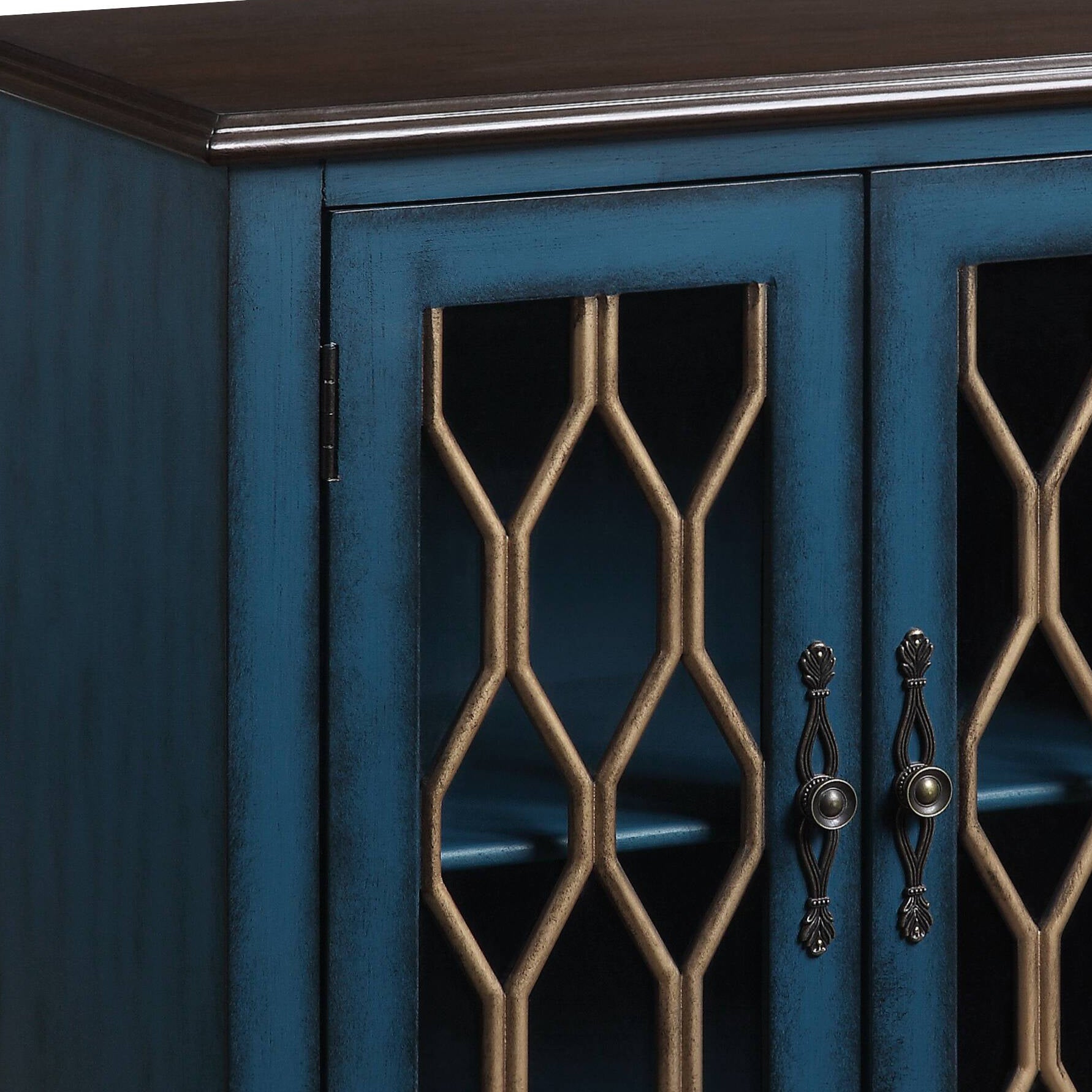 Lassie Antique Blue Finish Console Cabinet - 1st Choice Furniture Direct