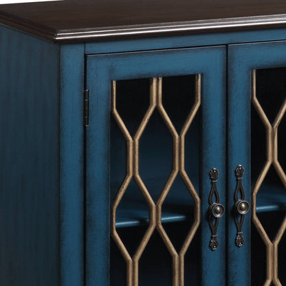 Lassie Antique Blue Finish Console Cabinet - 1st Choice Furniture Direct