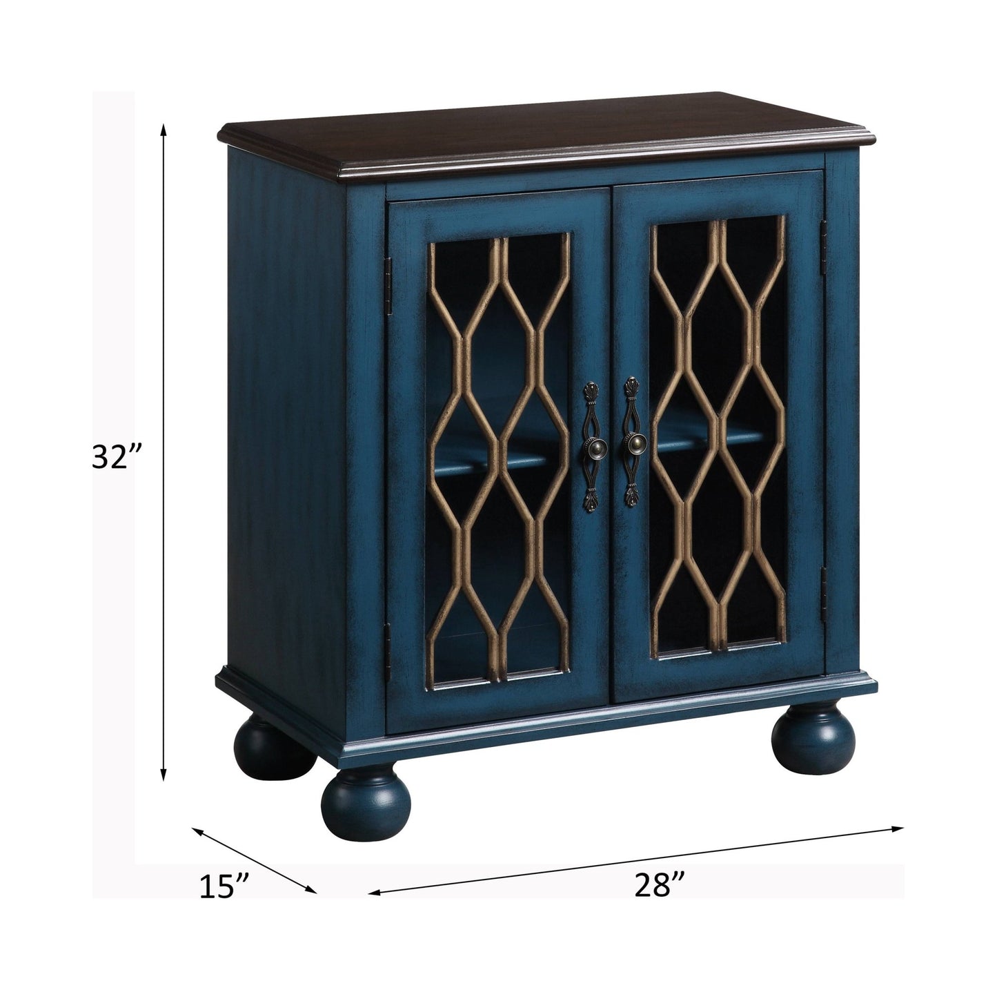 Lassie Antique Blue Finish Console Cabinet - 1st Choice Furniture Direct