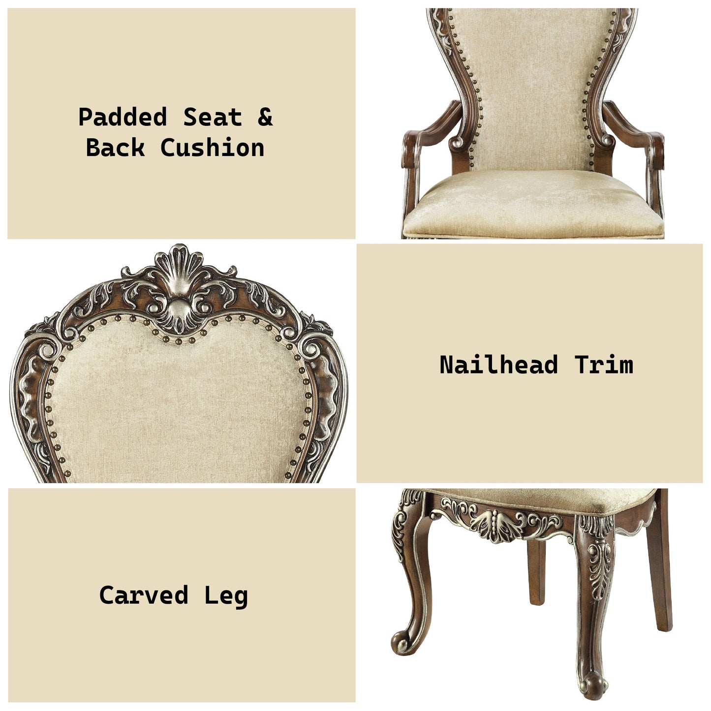 Latisha Antique Oak Finish Arm Chair (Set of 2) - 1st Choice Furniture Direct