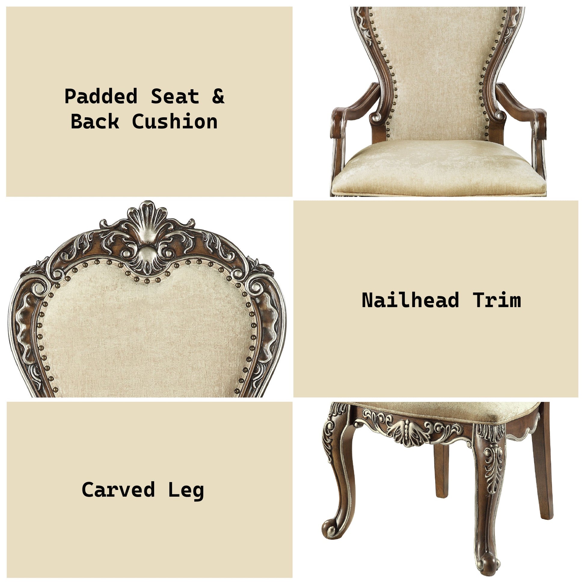 Latisha Antique Oak Finish Arm Chair (Set of 2) - 1st Choice Furniture Direct