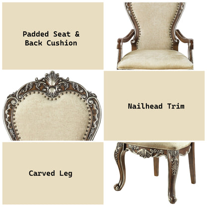 Latisha Antique Oak Finish Arm Chair (Set of 2) - 1st Choice Furniture Direct