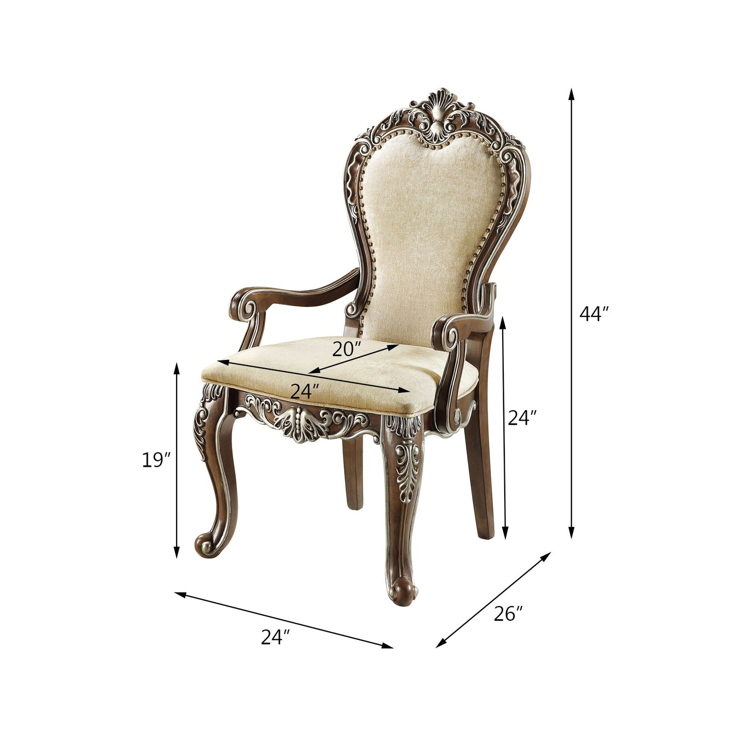 Latisha Antique Oak Finish Arm Chair (Set of 2) - 1st Choice Furniture Direct