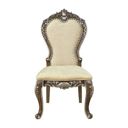 Latisha Antique Oak Finish Side Chair (Armless Chair) (Set of 2) - 1st Choice Furniture Direct