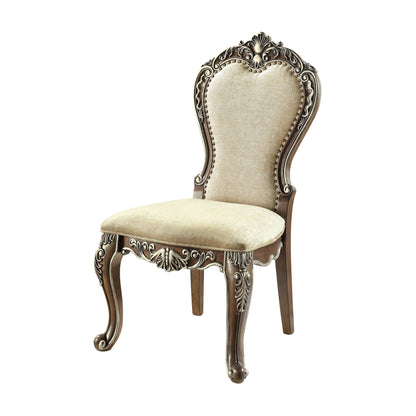 Latisha Antique Oak Finish Side Chair (Armless Chair) (Set of 2) - 1st Choice Furniture Direct