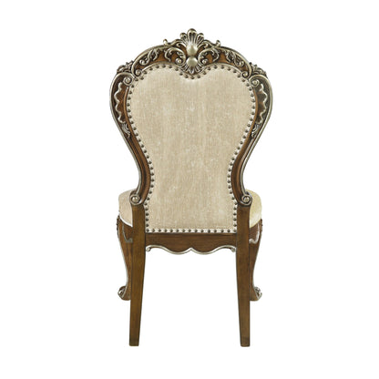 Latisha Antique Oak Finish Side Chair (Armless Chair) (Set of 2) - 1st Choice Furniture Direct