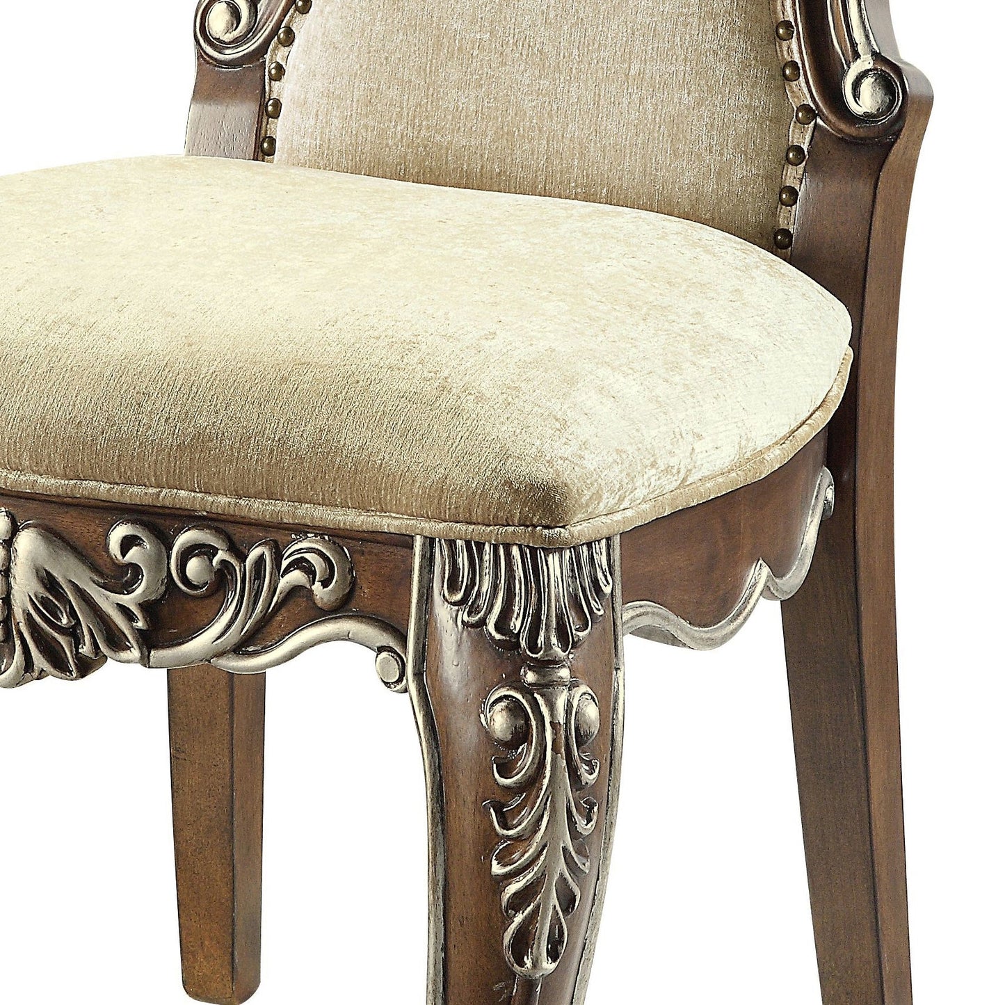 Latisha Antique Oak Finish Side Chair (Armless Chair) (Set of 2) - 1st Choice Furniture Direct
