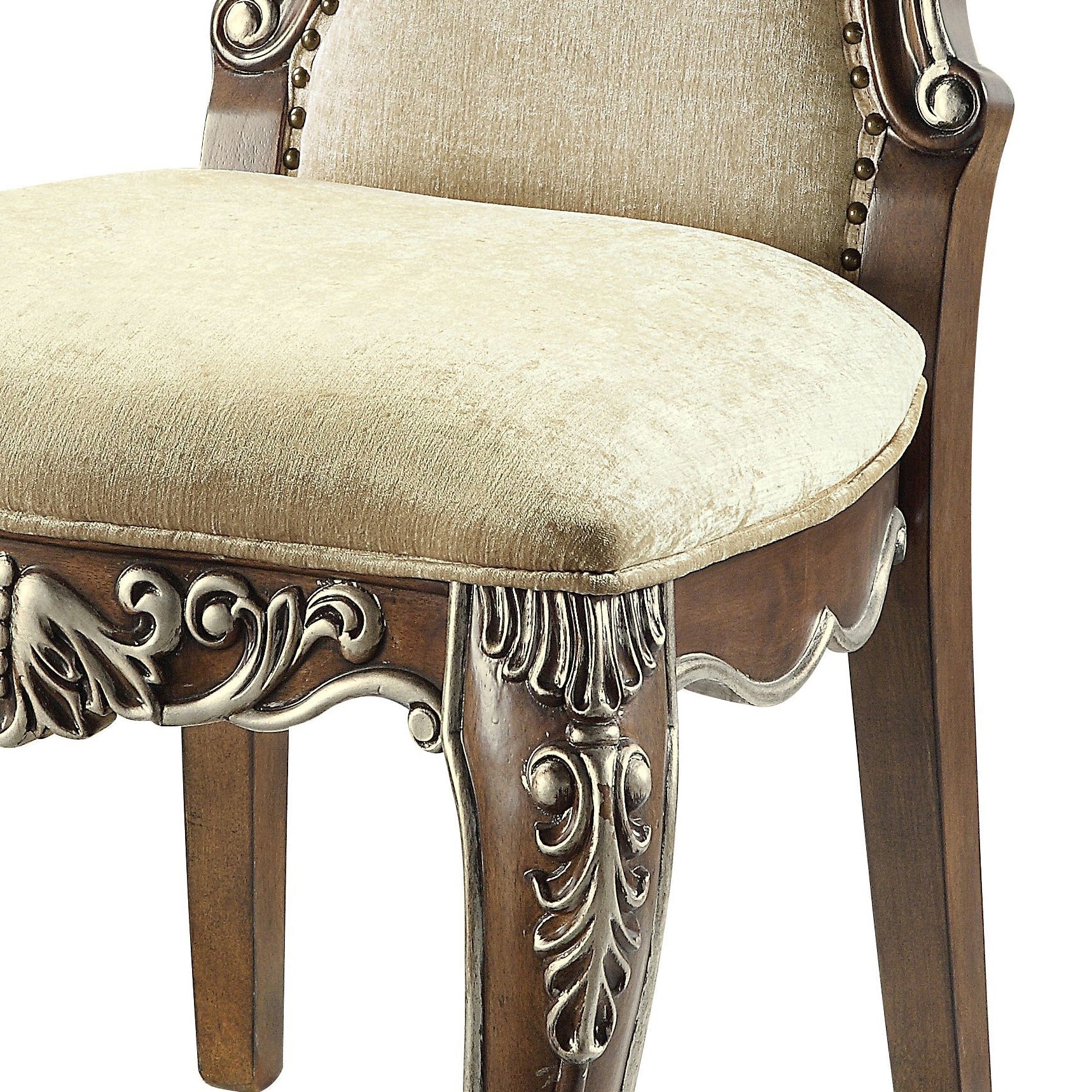 Latisha Antique Oak Finish Side Chair (Armless Chair) (Set of 2) - 1st Choice Furniture Direct