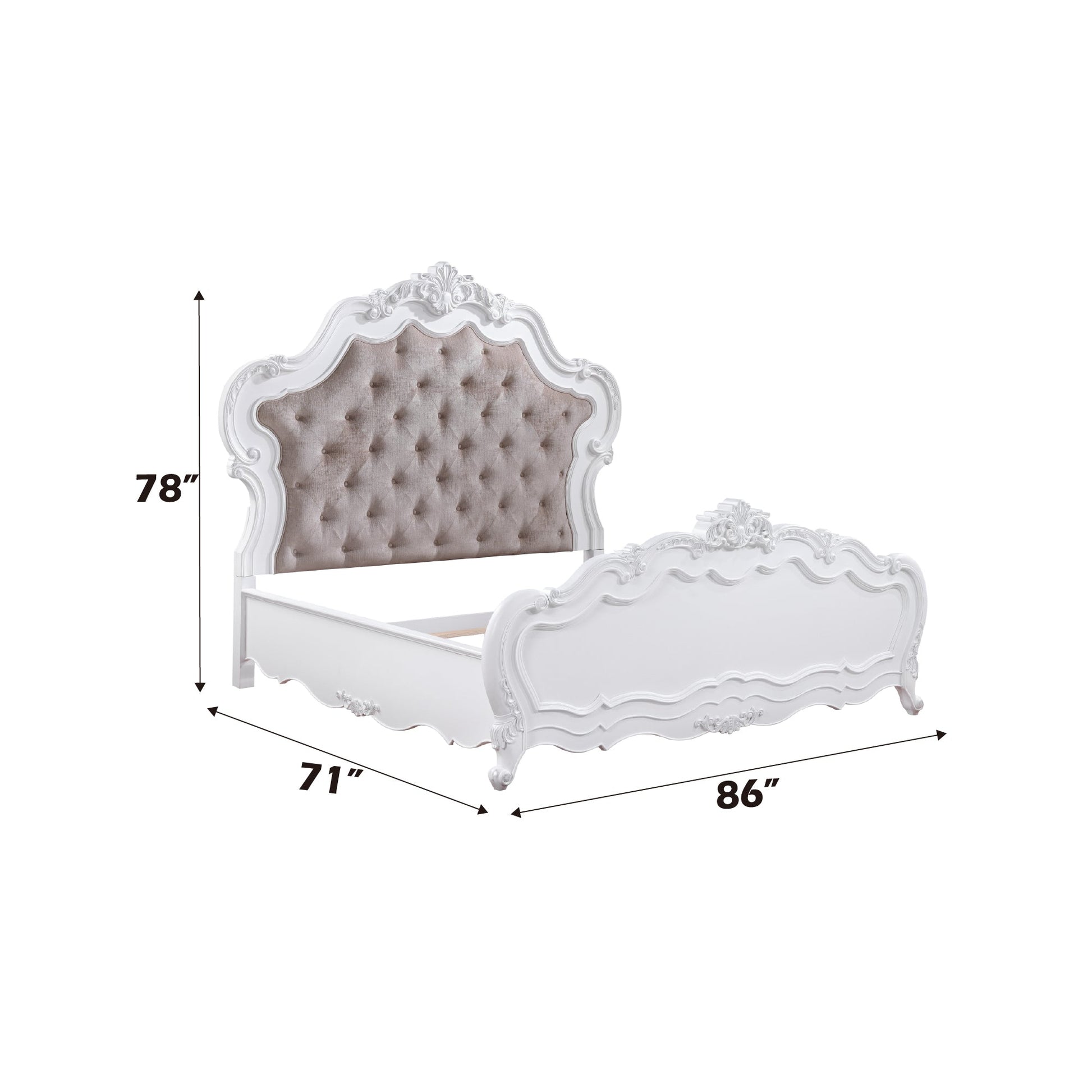 Latisha Fabric & White Finish Queen Bed - 1st Choice Furniture Direct