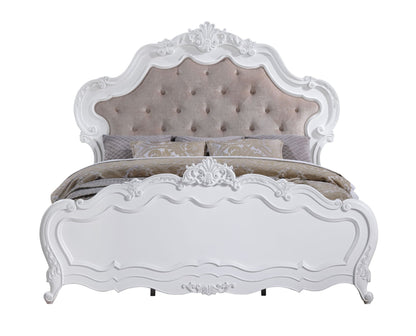 Latisha Fabric & White Finish Queen Bed - 1st Choice Furniture Direct