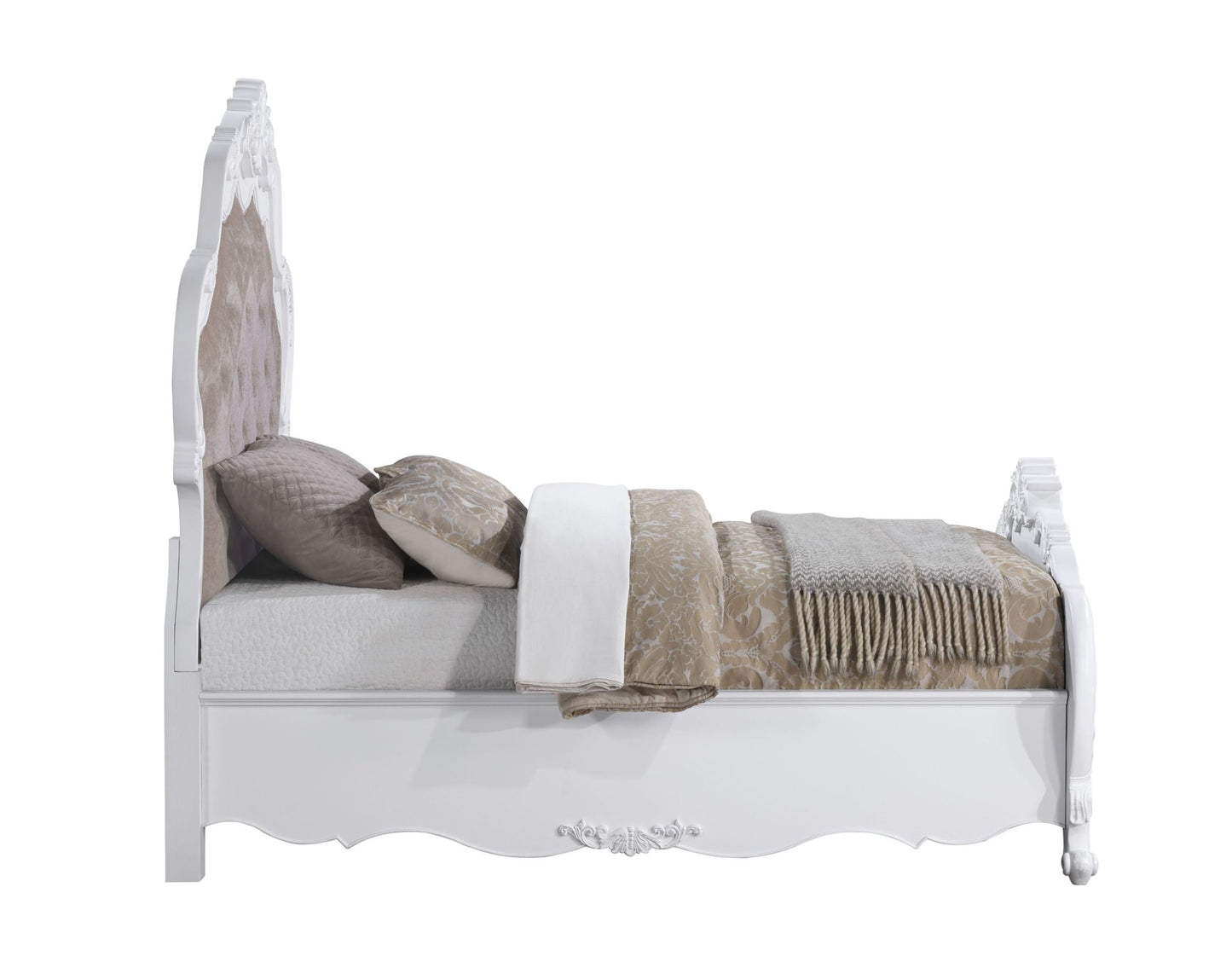 Latisha Fabric & White Finish Queen Bed - 1st Choice Furniture Direct