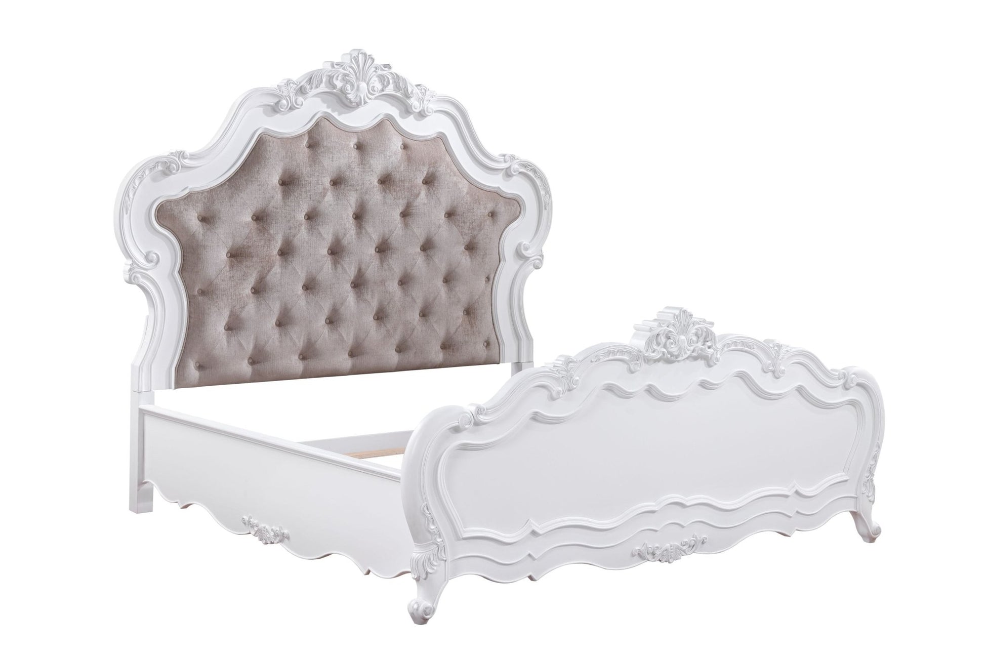 Latisha Fabric & White Finish Queen Bed - 1st Choice Furniture Direct