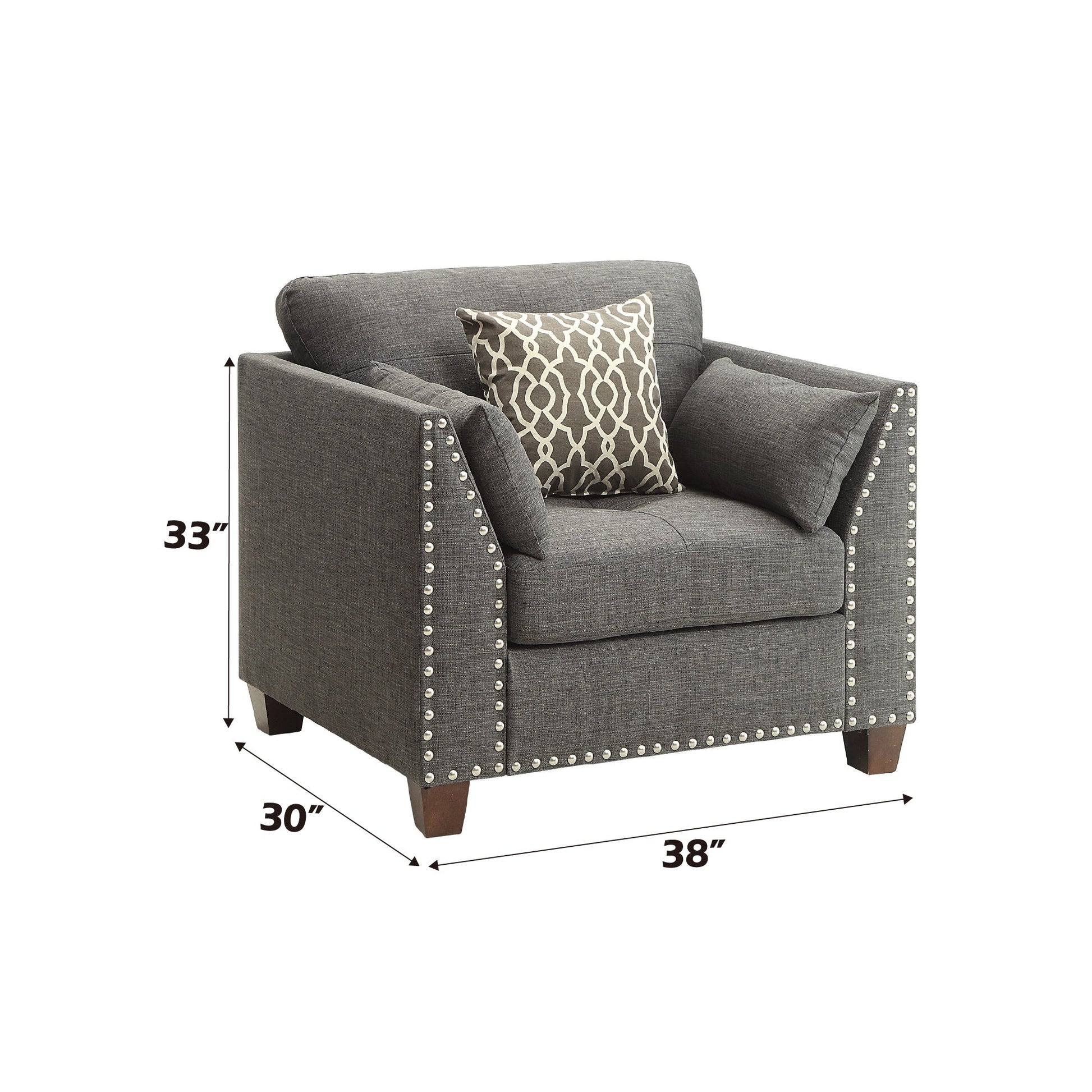 Laurissa Light Charcoal Linen Chair W/3 Pillows - 1st Choice Furniture Direct