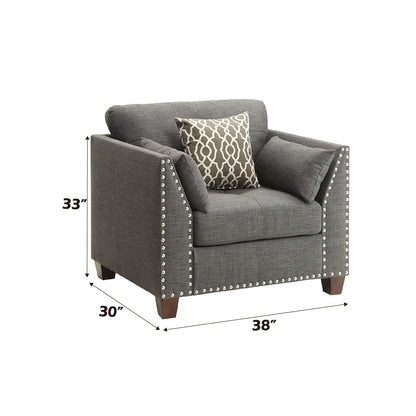 Laurissa Light Charcoal Linen Chair W/3 Pillows - 1st Choice Furniture Direct