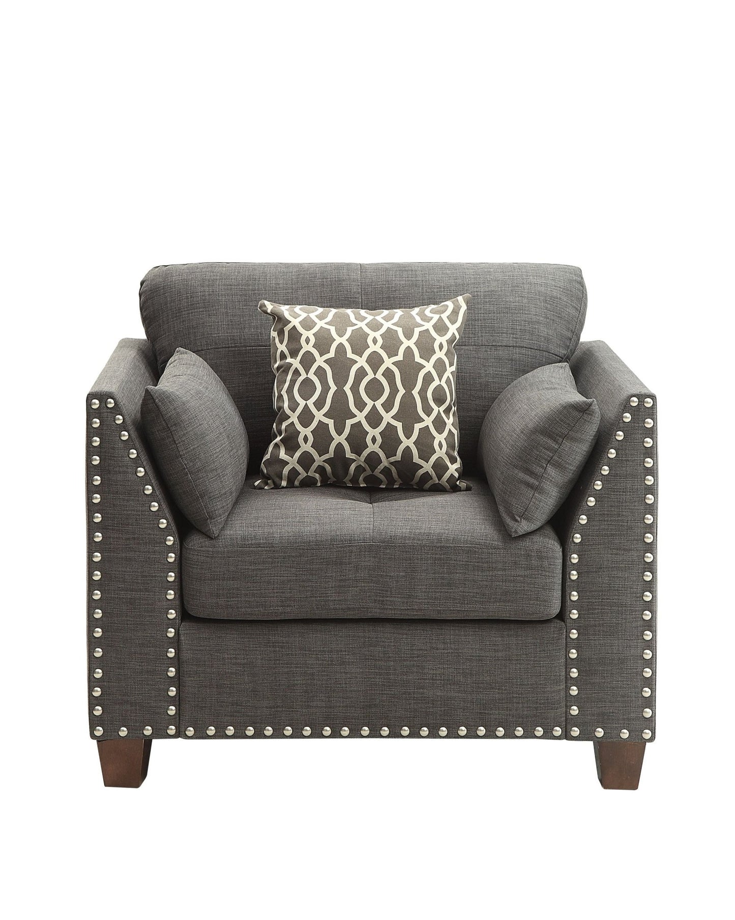 Laurissa Light Charcoal Linen Chair W/3 Pillows - 1st Choice Furniture Direct
