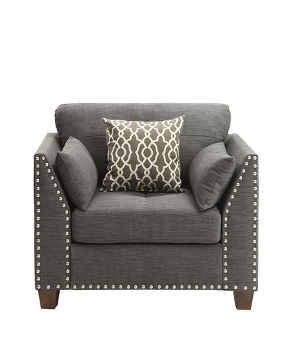 Laurissa Light Charcoal Linen Chair W/3 Pillows - 1st Choice Furniture Direct